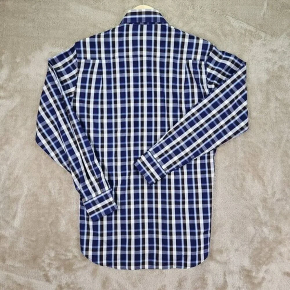 Paul and Shark Yachting Made In Italy Dress Shirt Mens Size 38 Long Sleeve Plaid - Picture 2 of 10